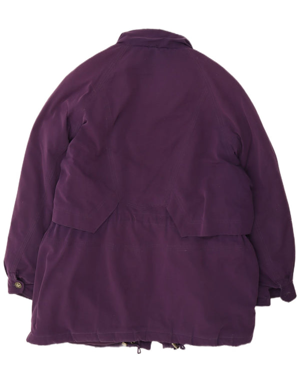Vintage Damen Übergroßer gepolsterter Mantel EU 46 XL Lila Polyester