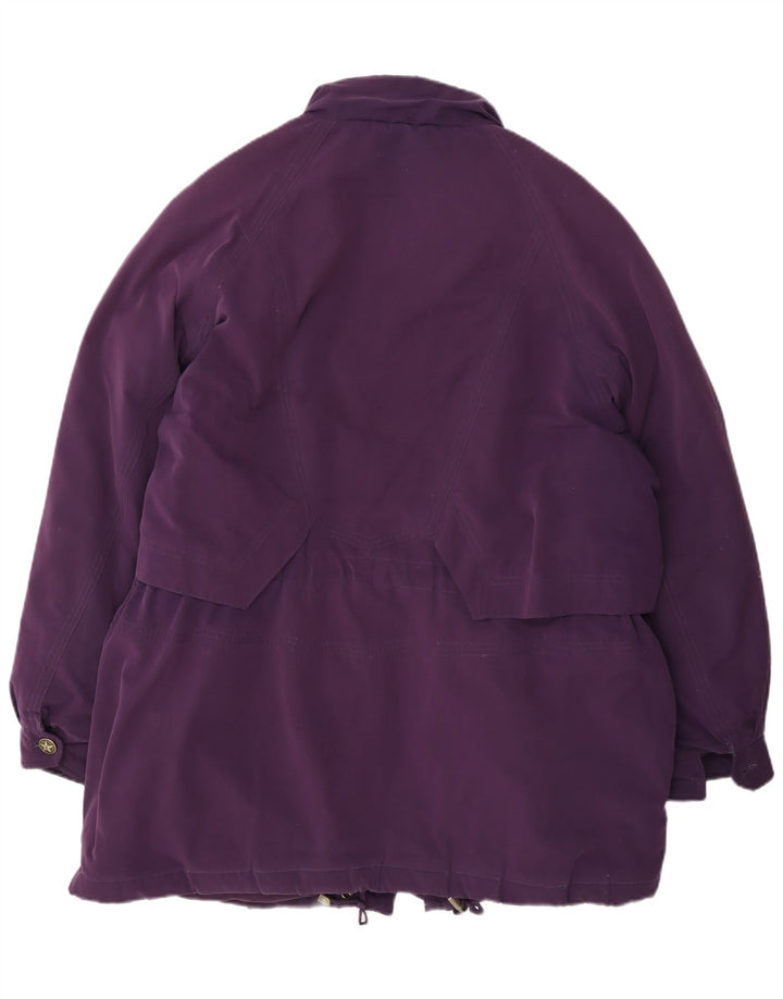Vintage Damen Übergroßer gepolsterter Mantel EU 46 XL Lila Polyester