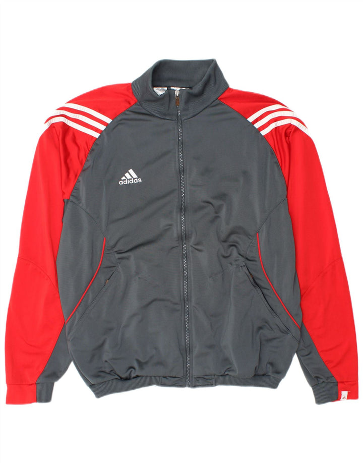 ADIDAS Herren-Trainingsanzug-Top-Jacke, UK 44/46, großes graues Colourblock-Polyester