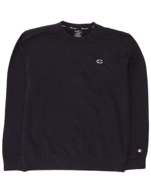 CHAMPION Mens Sweatshirt Jumper Large Navy Blue Cotton