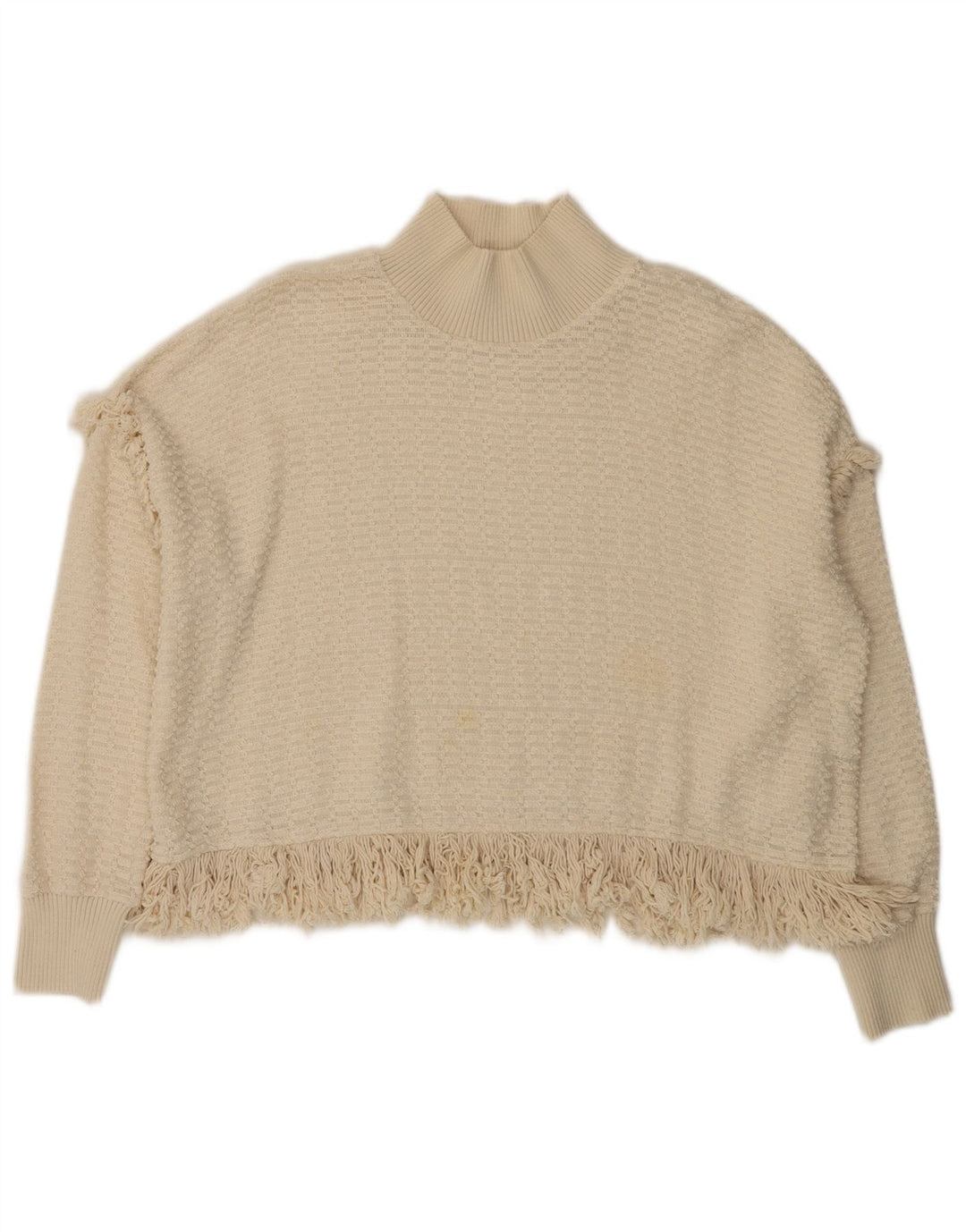 Zara Damen Crop Rollkragenpullover Pullover UK 14 Medium Off White