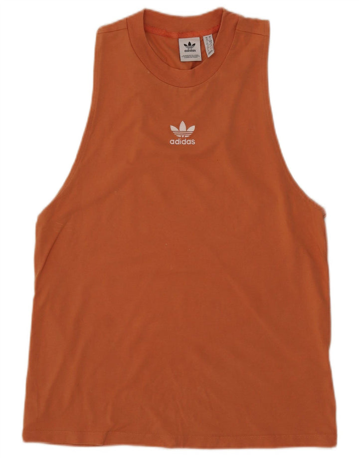 Adidas Damen Weste Top UK 10 Small Orange Baumwolle