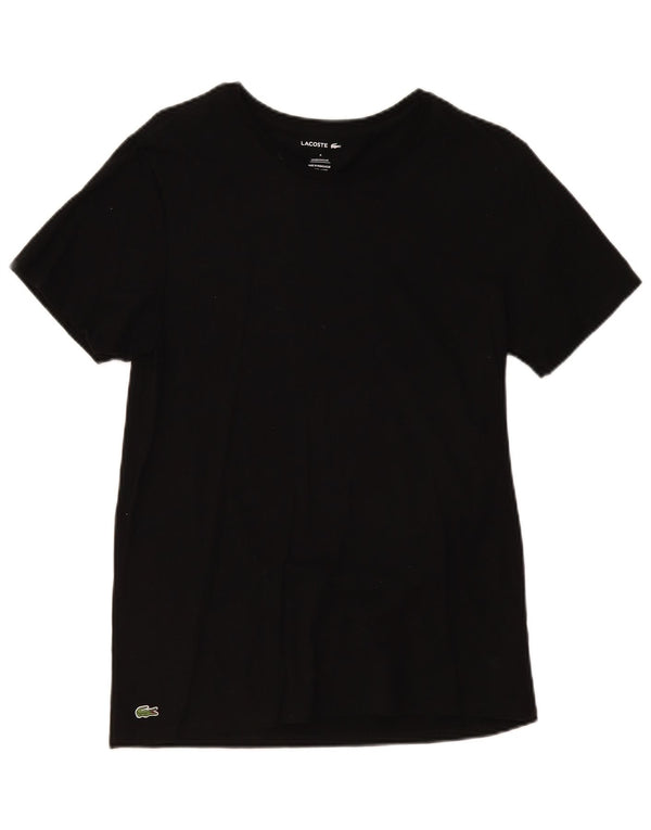 Lacoste Damen T-Shirt Top UK 14 Mittelschwarze Baumwolle