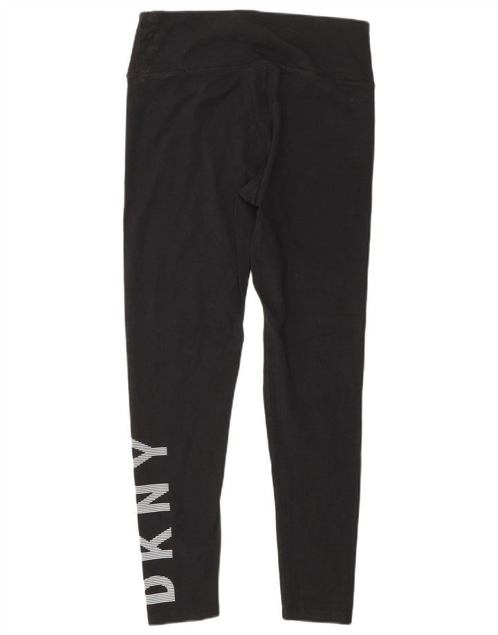 Dkny Womens Graphic Leggings UK 12 Mittelschwarze Baumwolle