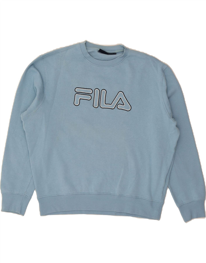 FILA Mens Graphic Sweatshirt Jumper XL Blue Cotton Vintage Fila and Second-Hand Fila from Messina Hembry 