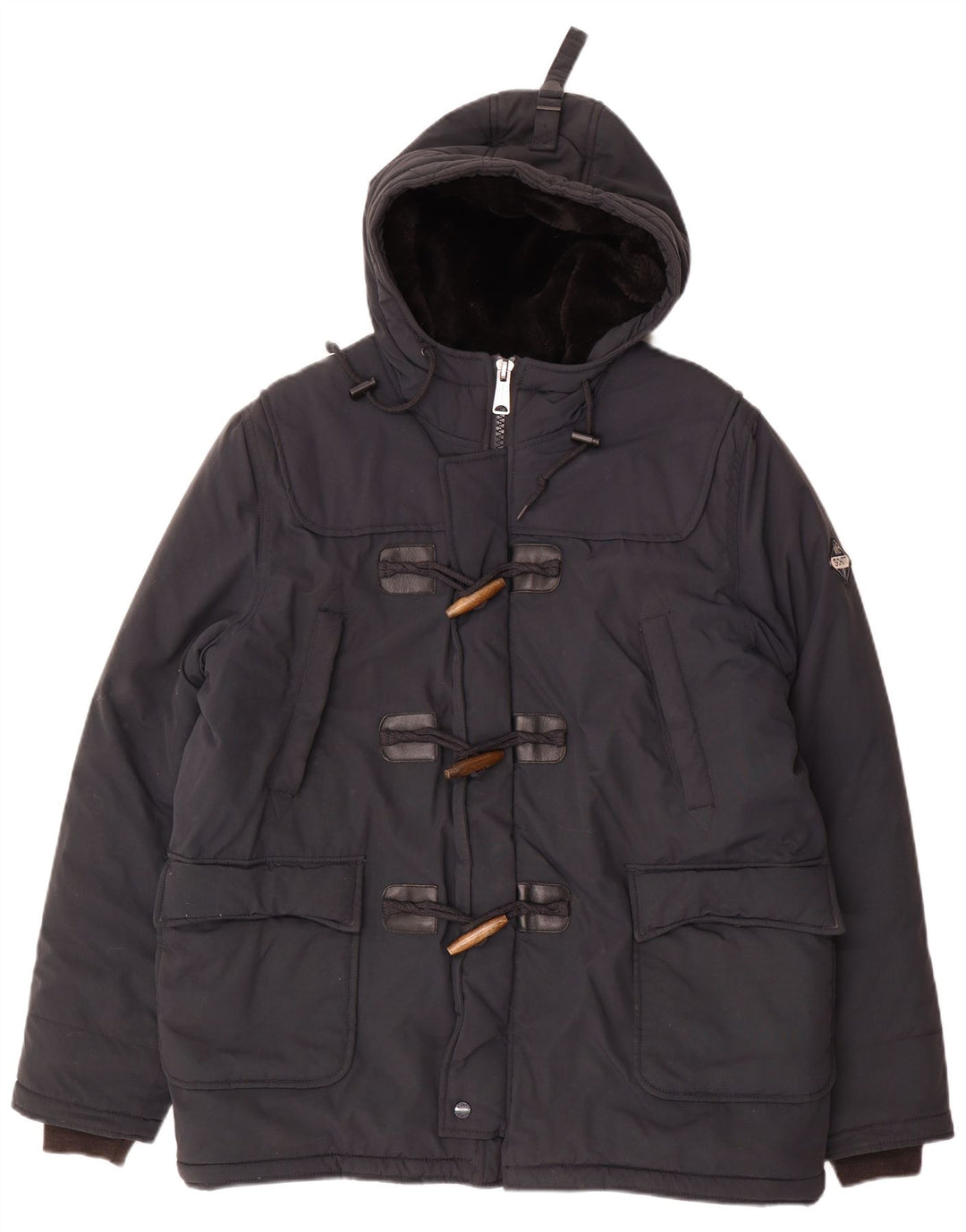 Schott Herren-Duffle-Jacke mit Kapuze, UK 40, Größe L, Marineblau