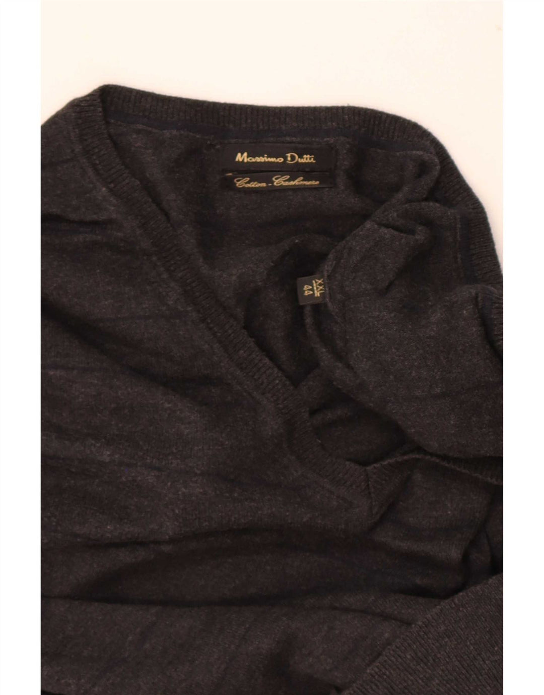 Massimo Dutti Herren-Pullover mit V-Ausschnitt, 2XL, schwarz gestreift