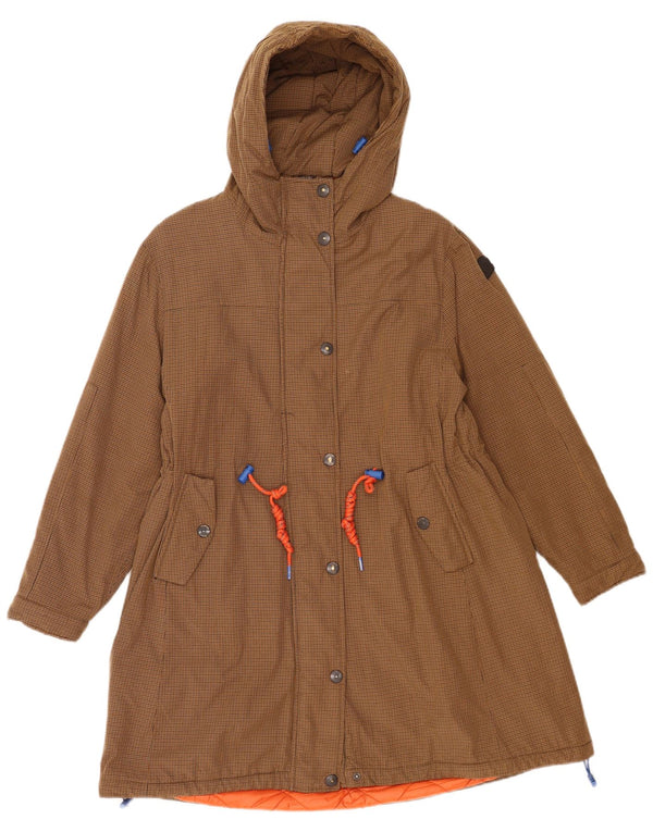 Invicta Womens Hooded Parka Jacket UK 6 XS Braunes Hahnentritt-Polyamid