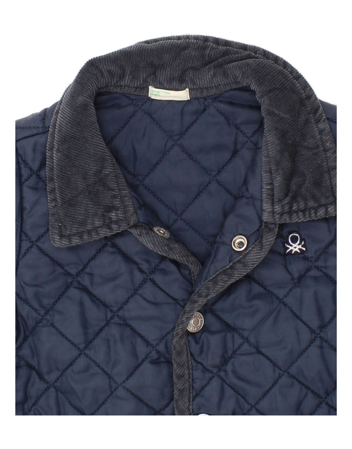 BENETTON Baby Boys Quilted Jacket 9-12 Months Navy Blue Nylon Vintage Benetton and Second-Hand Benetton from Messina Hembry 