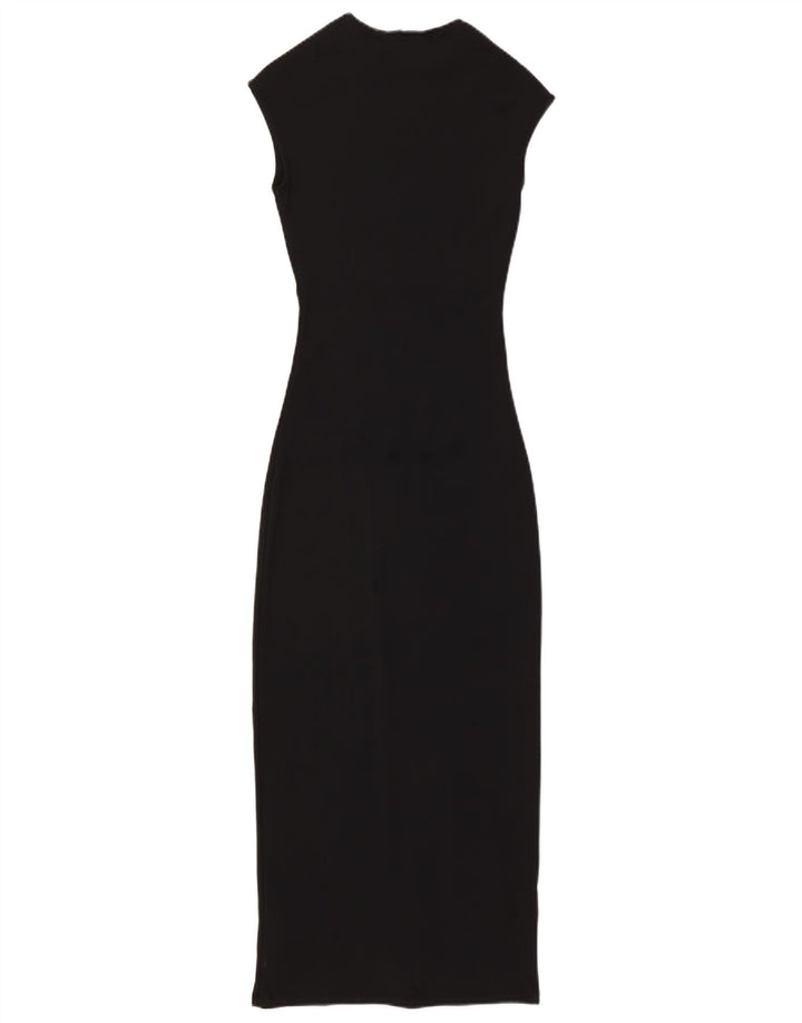 ZARA Damen Ärmelloses Maxikleid UK 10 Small Schwarz Polyamid