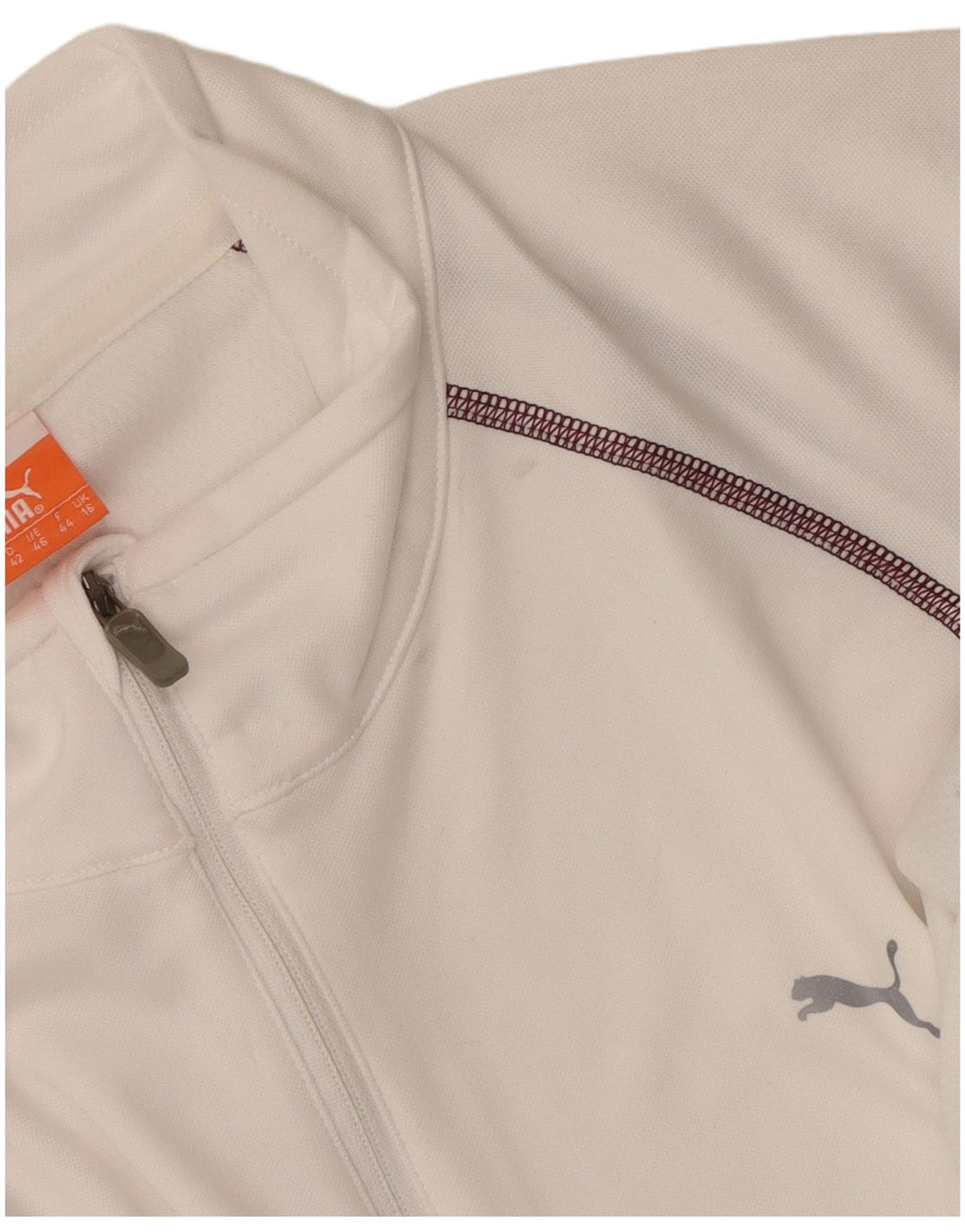 Puma Damen-Pullover-Trainingsanzugoberteil mit Reißverschluss und Halsausschnitt, UK 16, Größe L, Weiß, Polyester