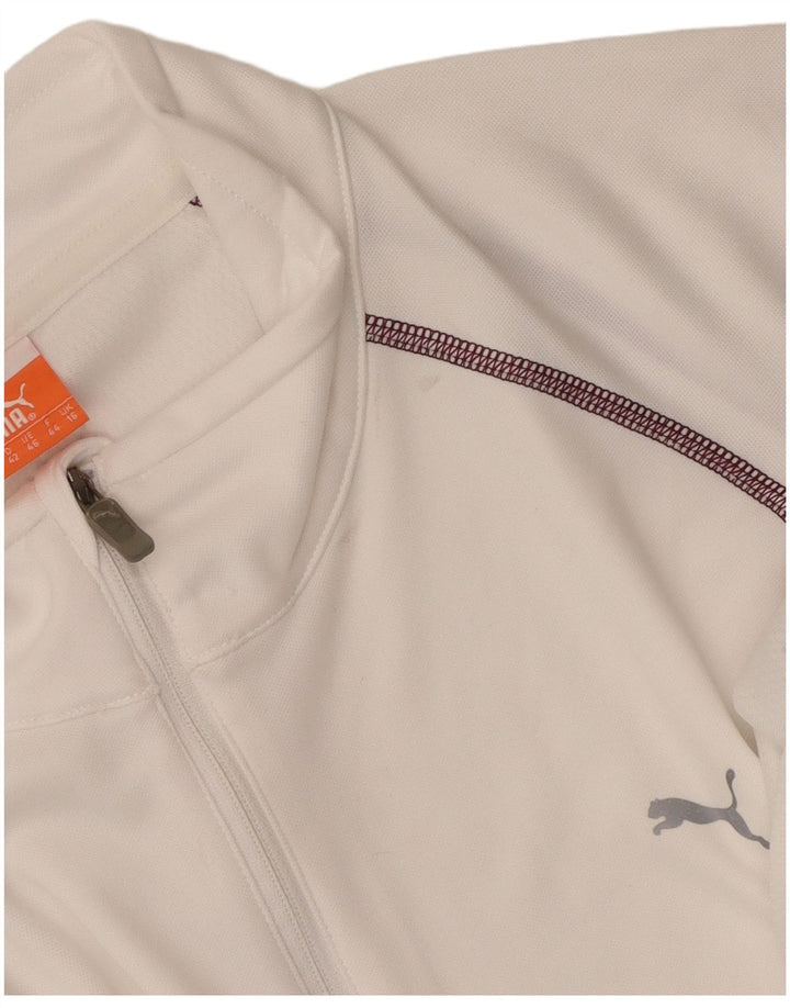 Puma Damen-Pullover-Trainingsanzugoberteil mit Reißverschluss und Halsausschnitt, UK 16, Größe L, Weiß, Polyester