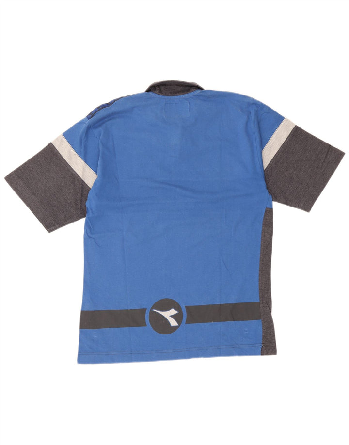 Diadora Herren-Poloshirt aus mittelgrauer Colourblock-Baumwolle