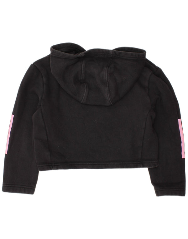 ADIDAS Crop Hoodie-Pullover für Mädchen, 7–8 Jahre, schwarze Baumwolle