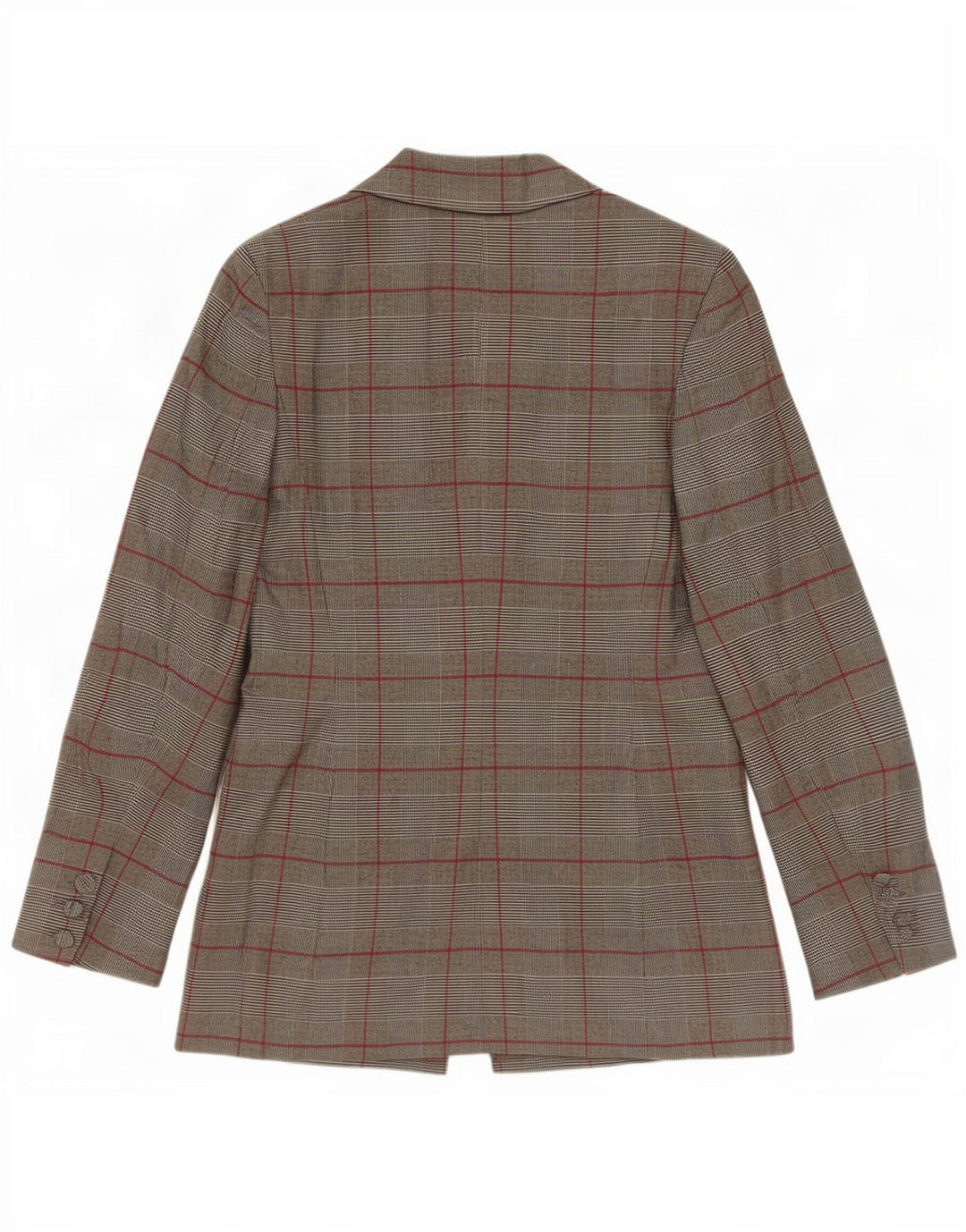 Zara Damen 1-Knopf-Blazerjacke UK 12 Mittelgrau kariertes Polyester