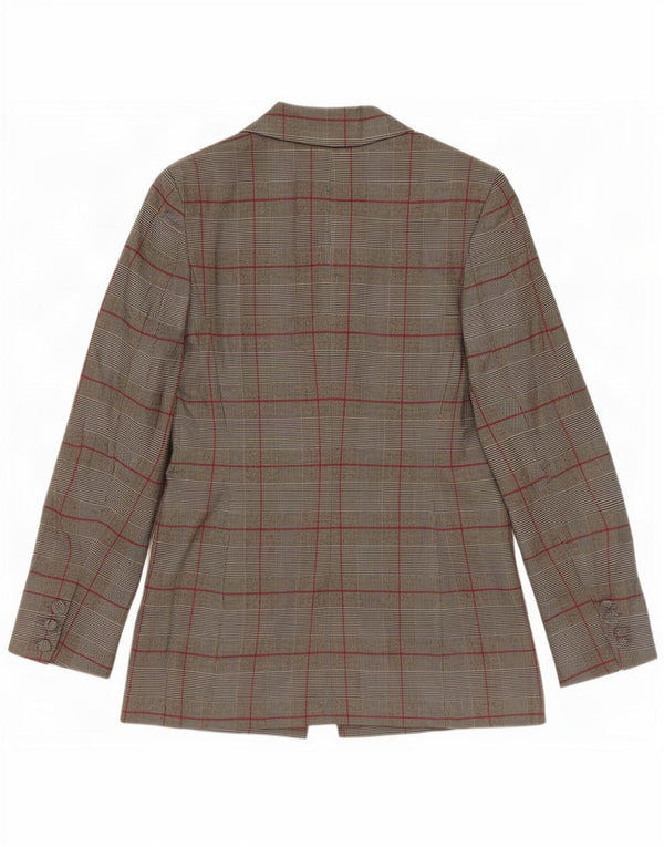 Zara Damen 1-Knopf-Blazerjacke UK 12 Mittelgrau kariertes Polyester