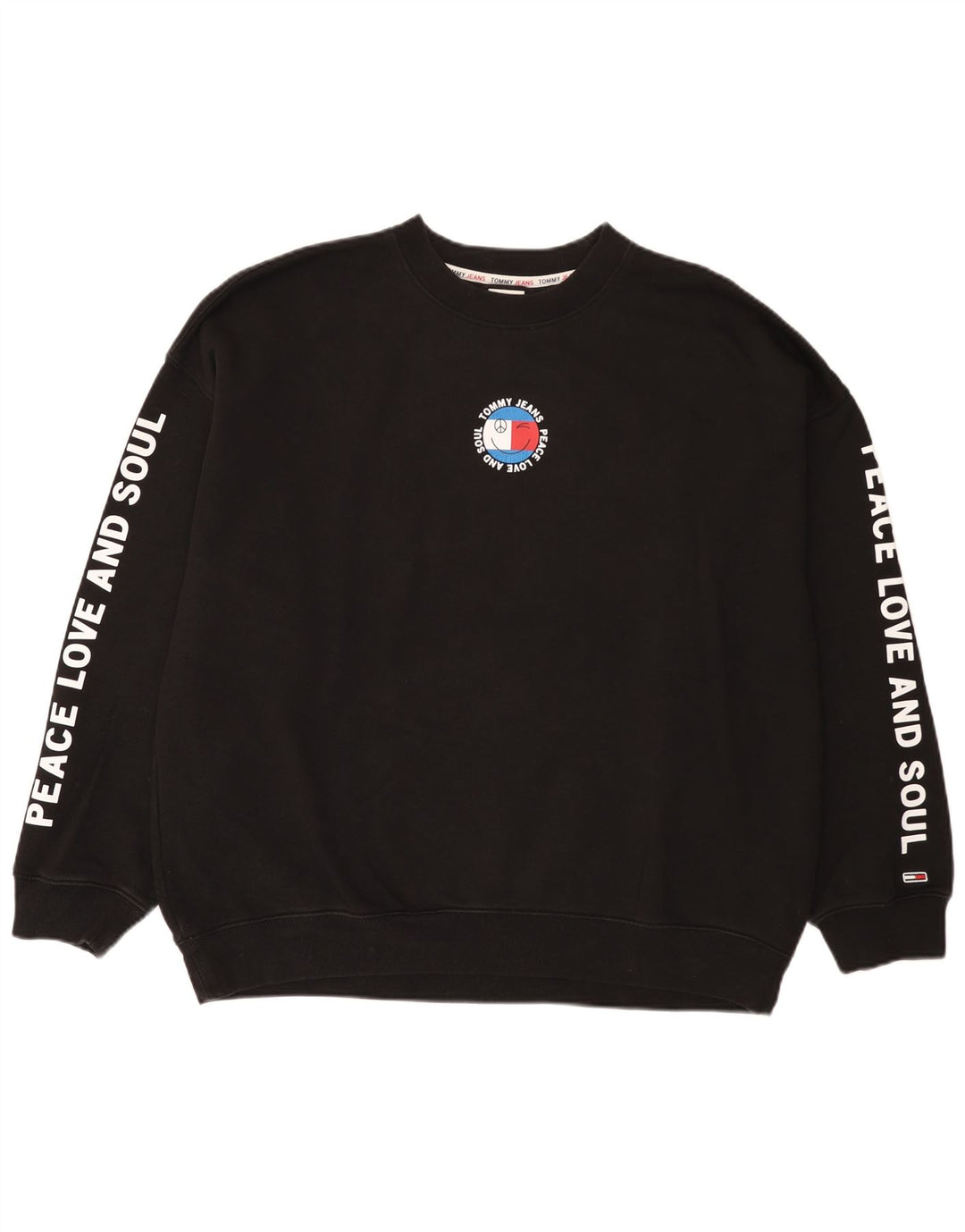 Tommy Hilfiger Herren-Sweatshirt mit Grafik, groß, aus schwarzer Baumwolle