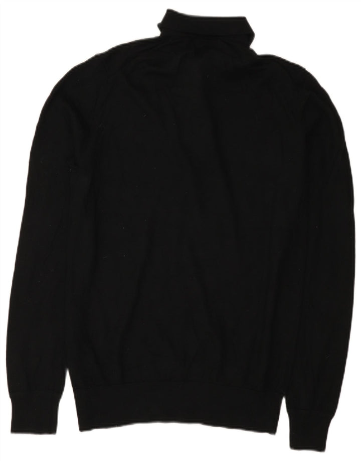 Marks & Spencer Herren-Pullover mit Rollkragen, Größe S, schwarze Merinowolle