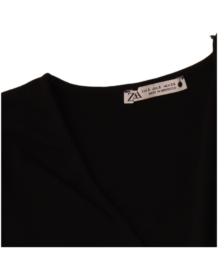 Zara Damen Crop V-Ausschnitt Pullover Pullover UK 8 Small Schwarz