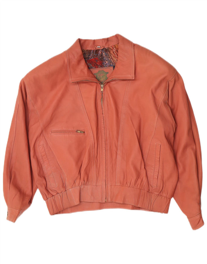 Vintage Damen Übergroße Lederjacke EU 40 Mittelrosa Leder