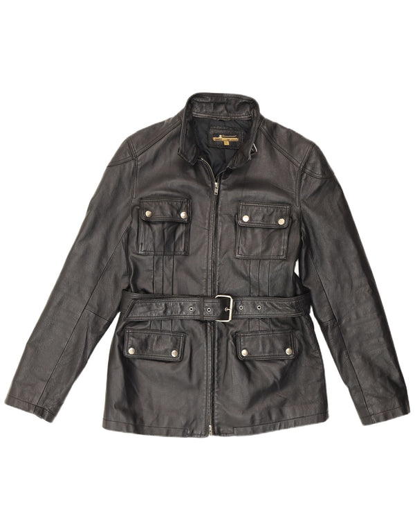 Vintage Damen Lederjacke UK 16 Großes schwarzes Leder