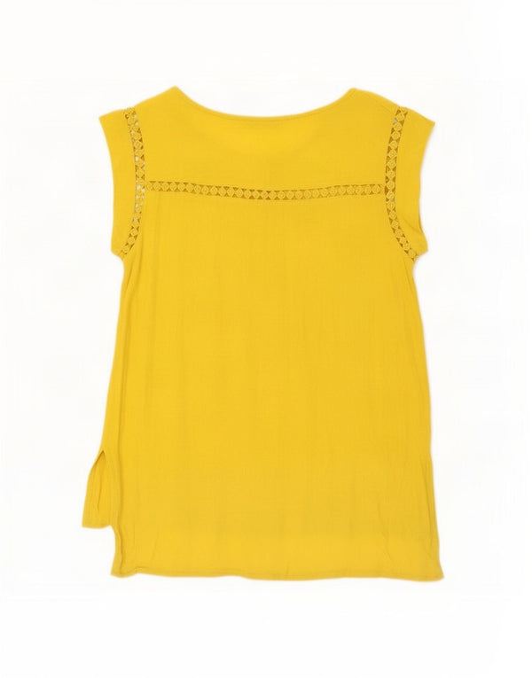 Oasis Damen Tunika-Oberteil UK 10 Small Gelbe Viskose