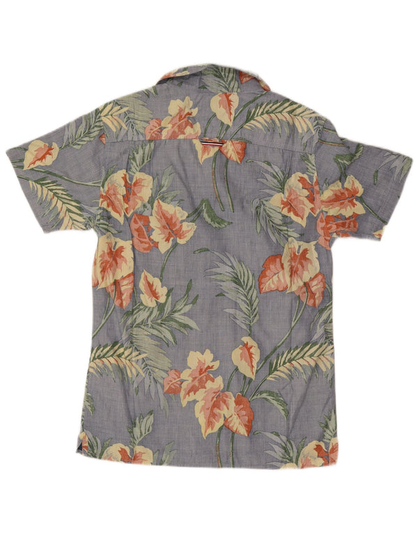 Tommy Hilfiger Herren-Hemd, kurzärmelig, reguläre Passform, XS, blau, hawaiianisches Blumenmuster