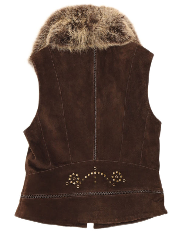 Karen Millen Damen Wildlederweste UK 14 Large Braun