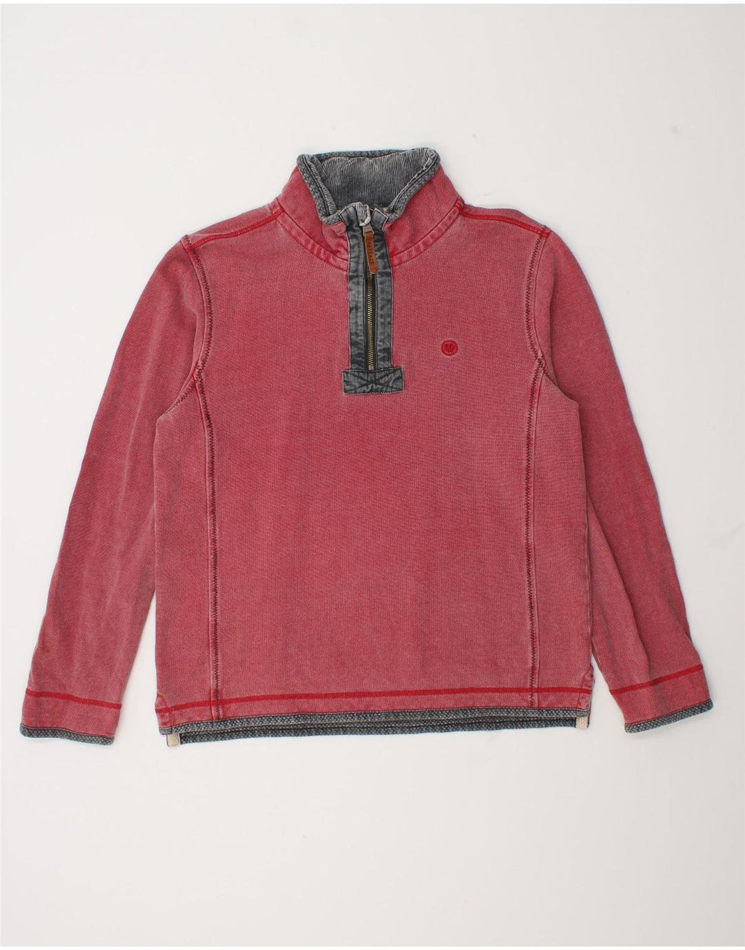 Fat Face Herren-Sweatshirt mit Reißverschluss am Hals, Größe S, Rot, Baumwolle