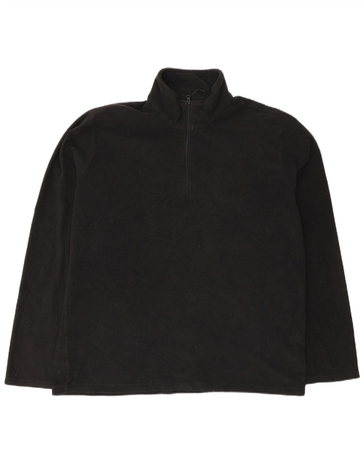 Mountain Warehouse Herren-Fleecepullover mit Reißverschluss am Kragen, Größe L, Schwarz, Polyester