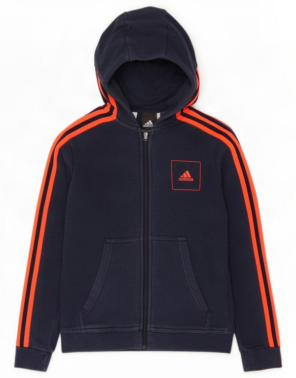 Adidas Kapuzenpullover mit Reißverschluss für Jungen, 9–10 Jahre, marineblaues Polyester