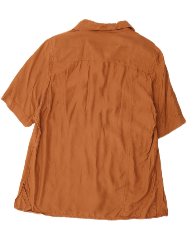 Cherie Damen Kurzarm-Hemdbluse IT 48 XL Braune Seide