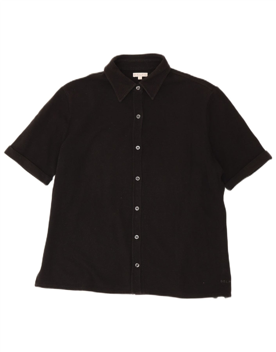 Belfe Damen Kurzarmhemd IT 48 XL Schwarz Baumwolle