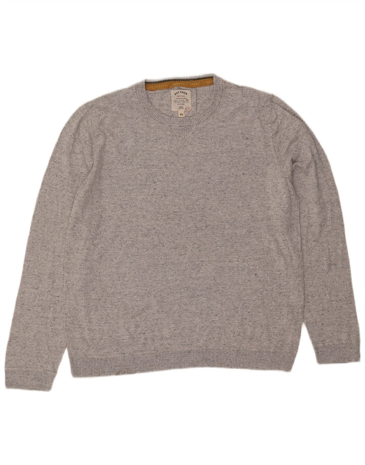 Fat Face Herren-Pullover mit Rundhalsausschnitt, XL, grau gefleckte Baumwolle
