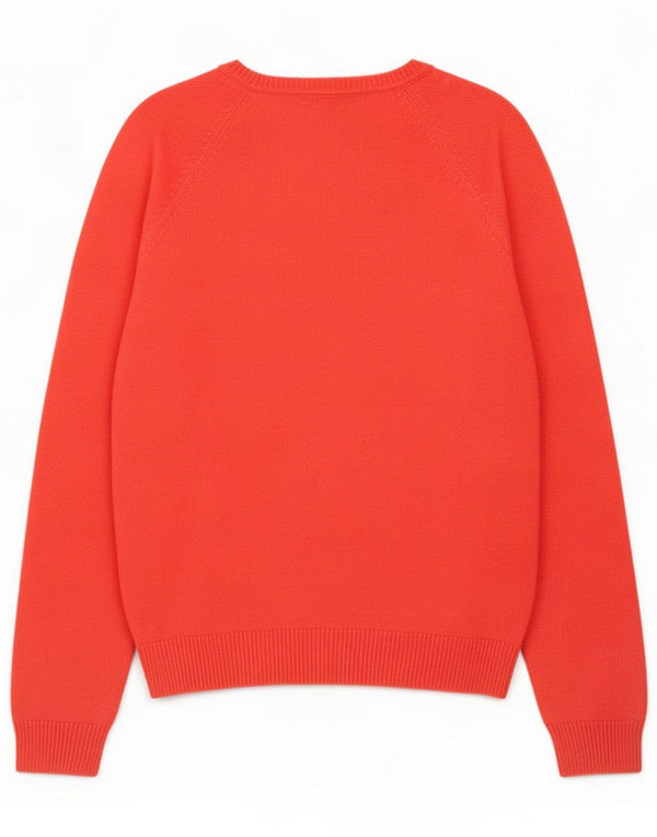 Zara Damen-Pullover mit V-Ausschnitt, UK 14, große rote Baumwolle