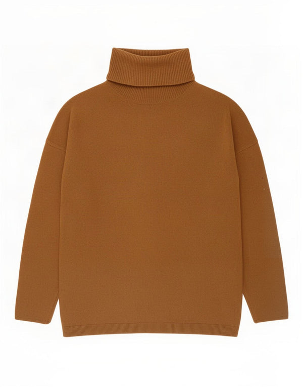 Massimo Dutti Damen-Pullover mit Rollkragen, UK 14, mittelbraune Viskose