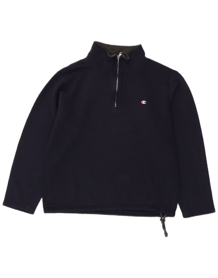 CHAMPION Herren-Sweatshirt mit Reißverschluss am Hals, mittlere marineblaue Baumwolle