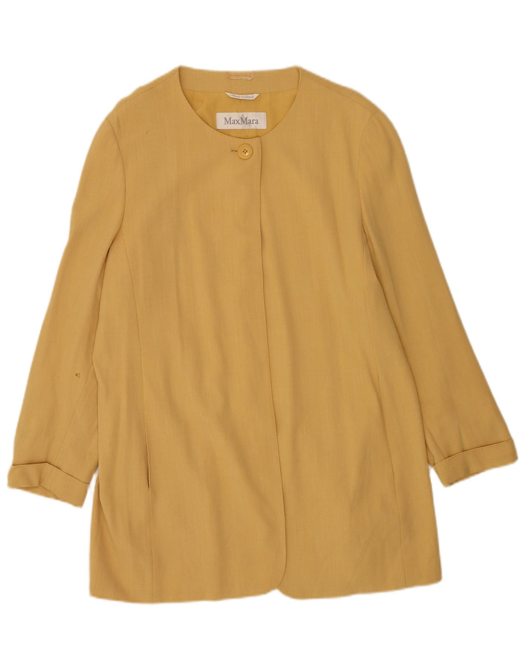 Max Mara Damen Longline 1-Knopf-Blazerjacke UK 16 Large Gelb