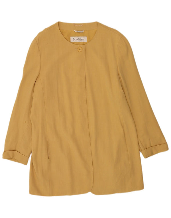 Max Mara Damen Longline 1-Knopf-Blazerjacke UK 16 Large Gelb