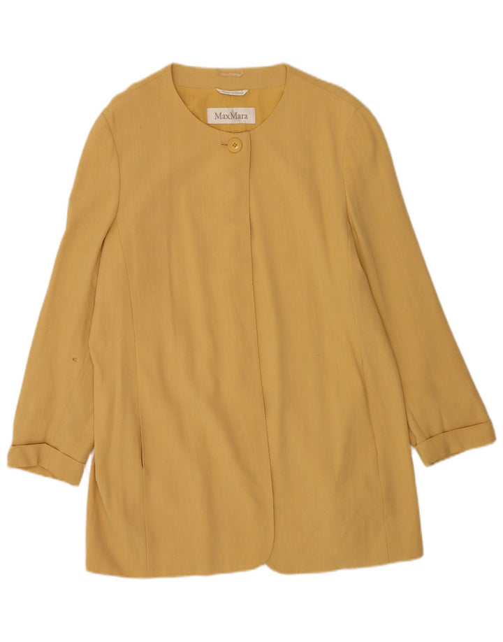 Max Mara Damen Longline 1-Knopf-Blazerjacke UK 16 Large Gelb