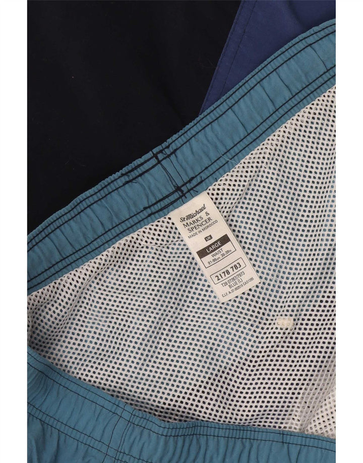 Marks & Spencer Herren St. Michael Badeshorts, Größe L, Blau, Farbblock