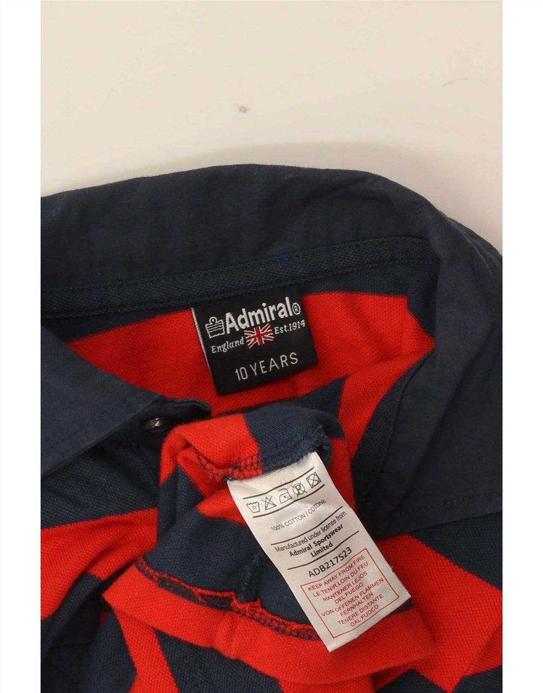 Admiral Jungen-Poloshirt, 9–10 Jahre, rot gestreift, Baumwolle