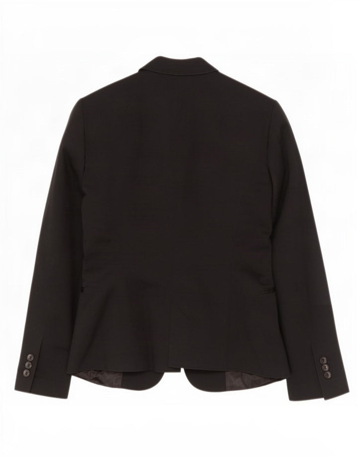 Zara Damen 1-Knopf-Blazerjacke UK 12 Mittelschwarze Baumwolle