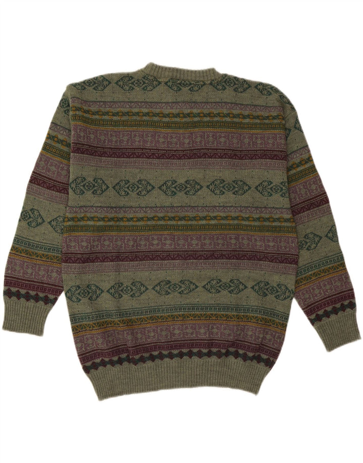 Starter Herren-Pullover mit Rundhalsausschnitt, XL, grüne, geometrische Wolle