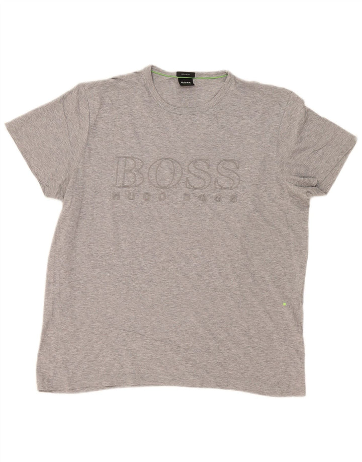 Hugo Boss Herren-T-Shirt mit normaler Passform, Grafik, Größe L, Grau, Baumwolle