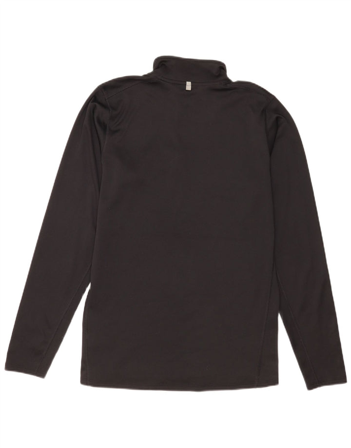 Nike Herren-Laufoberteil mit Reißverschluss, langärmlig, mittelschwarzes Polyester