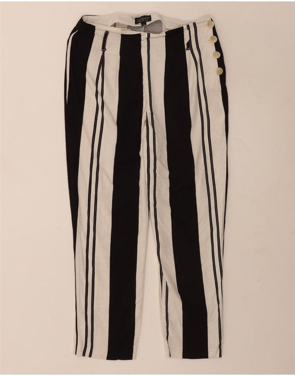 Topshop Damen-Hose mit kurzem Schnitt, UK 10, Größe S, W28, L25, Weiß, Farbblock