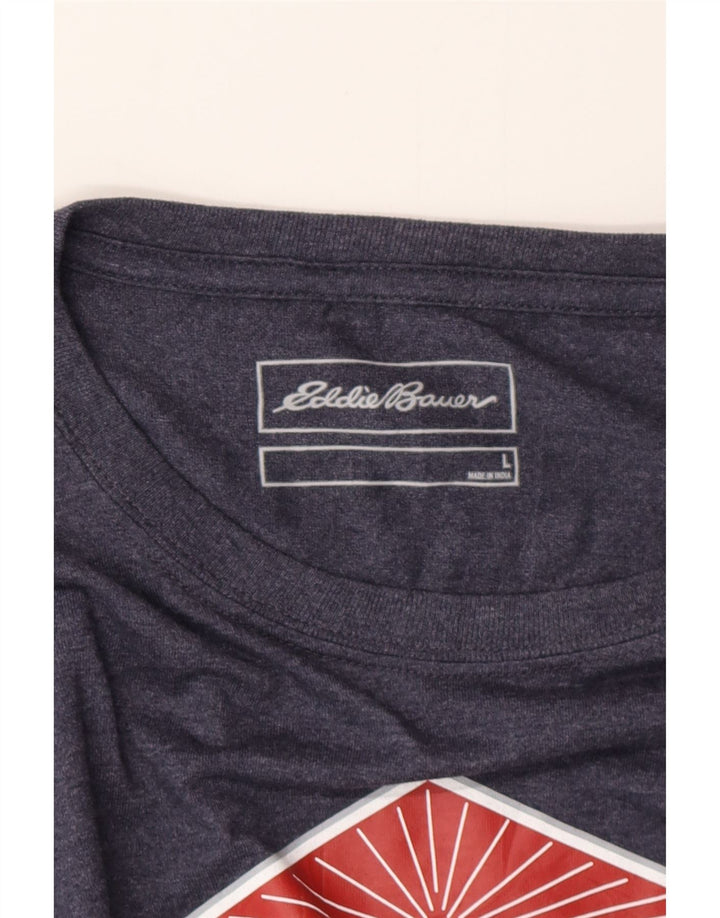 EDDIE BAUER Herren-T-Shirt mit Grafik, Größe L, Marineblau