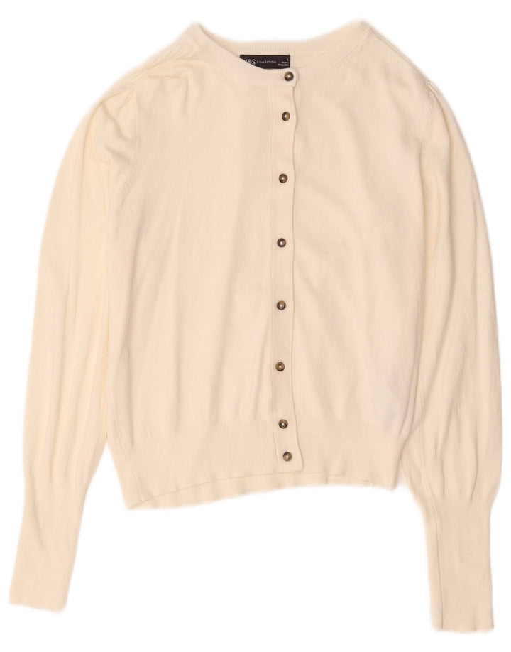 Marks & Spencer Damen-Cardigan-Pullover UK 12 Mittelweiße Viskose