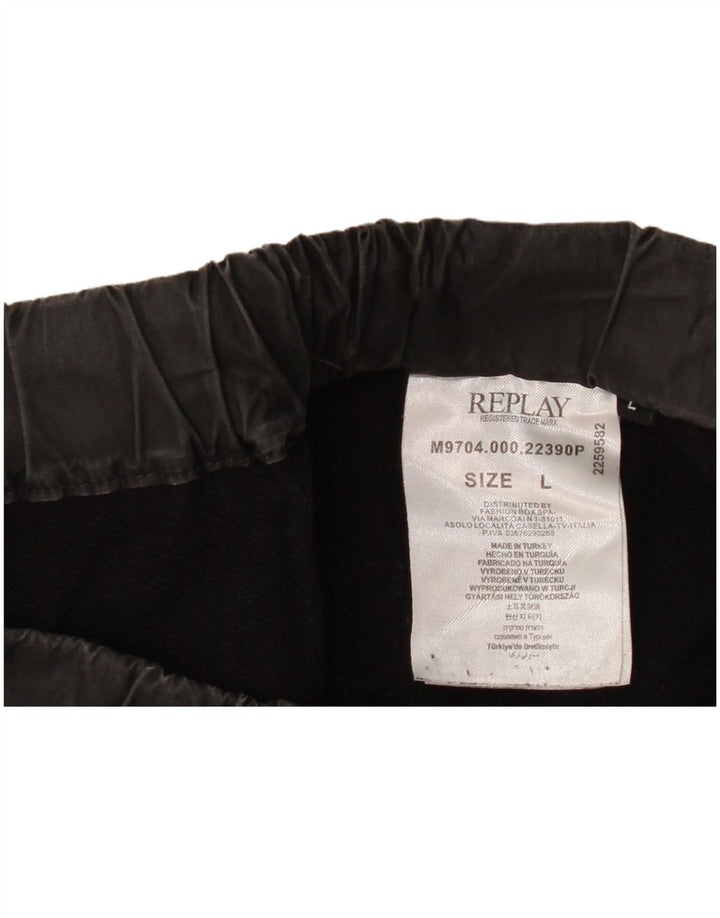 REPLAY Herren-Chinoshorts, Größe L, W34, schwarze Baumwolle